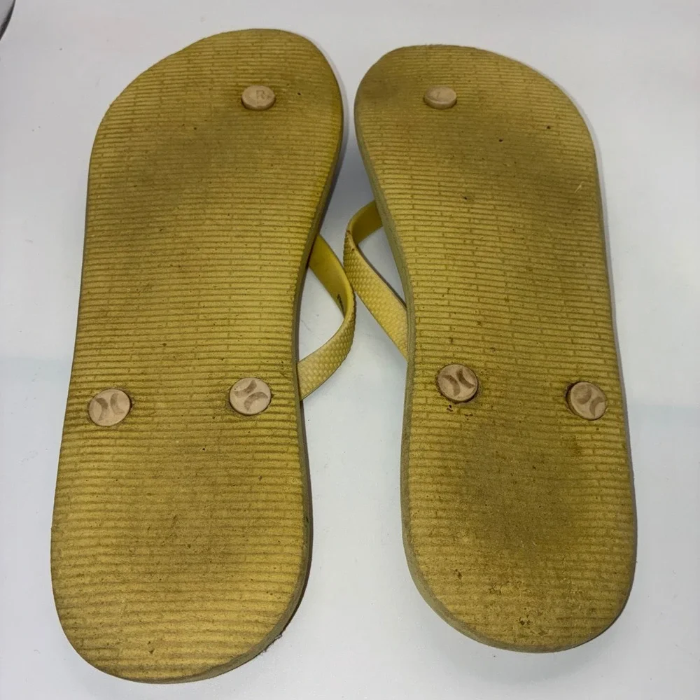 Hurley Mens Flip Flops Blue Yellow Watercolor Gradient‎ Sandals Size 9M